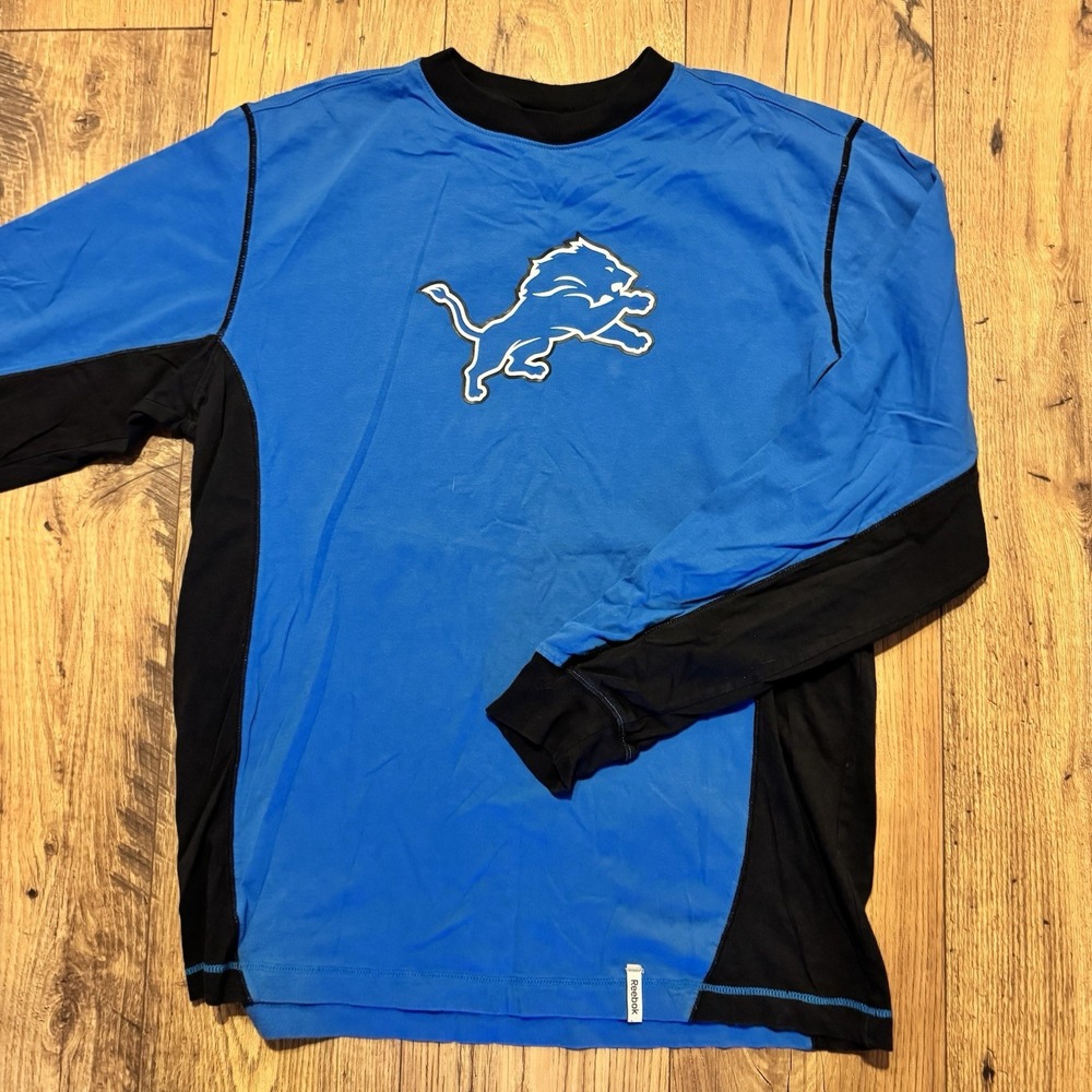 NFL Reebok Detroit Lions Long Sleeve‎ Shirt Blue Size Medium